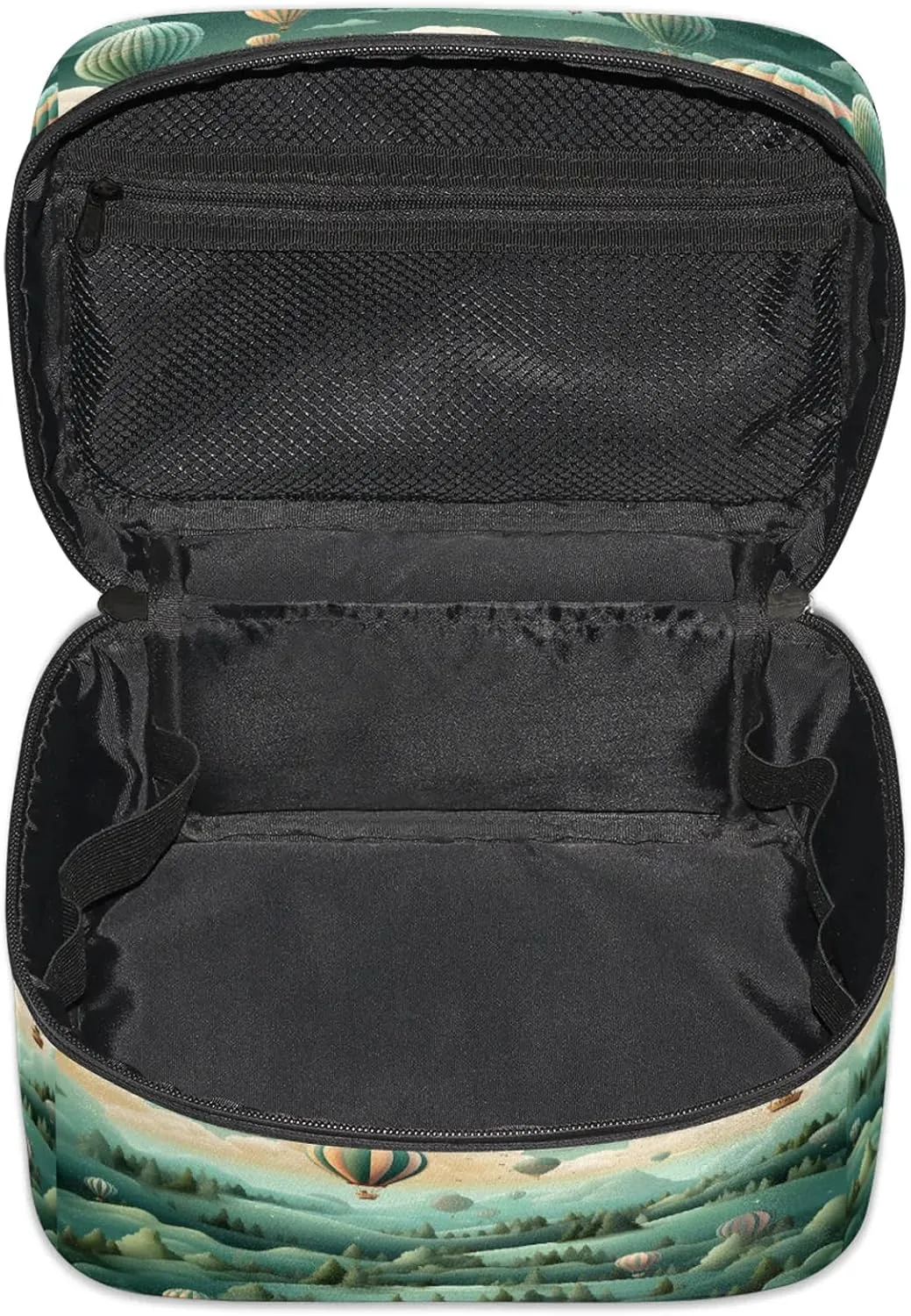 Hot Air Balloons Clouds Travel Toiletry Bag Large Capacity Makeup Case Organizer with Handle Cosmetic Case for Women Girls