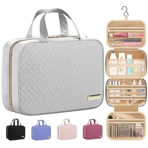 HOTOR Travel Toiletry Bag - Toiletry Bag w/Hanging Hook - Spacious Toiletry Bag for Women & Men, Makeup Bag/Big Comparment, Waterproof for Travel Accessories, Travel Essentials, Medium, Grey