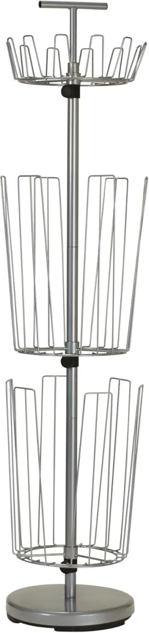 Household Essentials 2132-1 Metal 3-Tier Revolving Shoe and Boot Rack - Silver