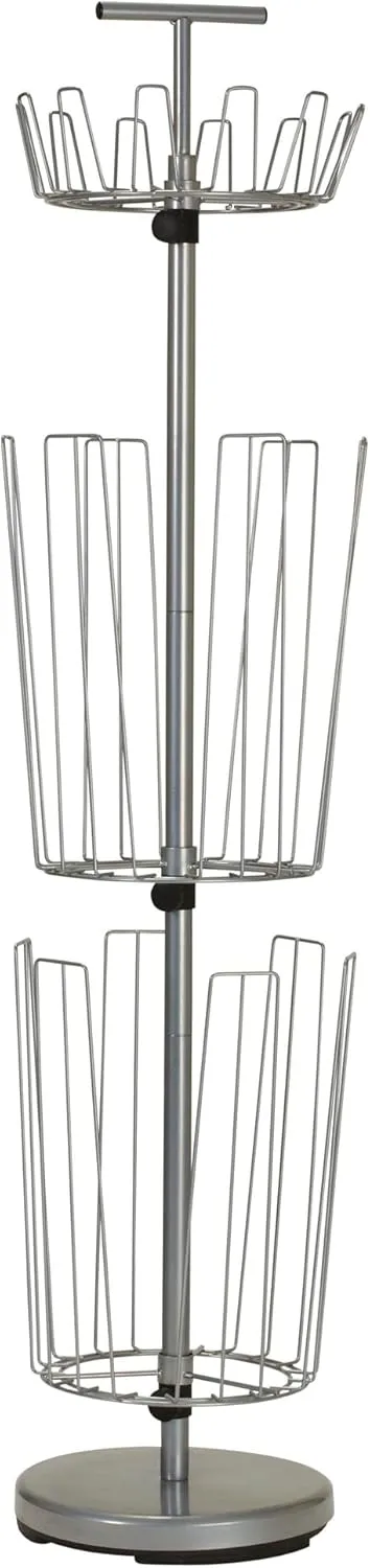 Household Essentials 2132-1 Metal 3-Tier Revolving Shoe and Boot Rack - Silver