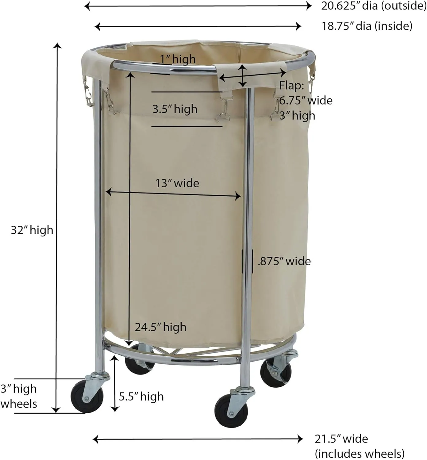 Household Essentials Commercial Round Laundry Hamper Large