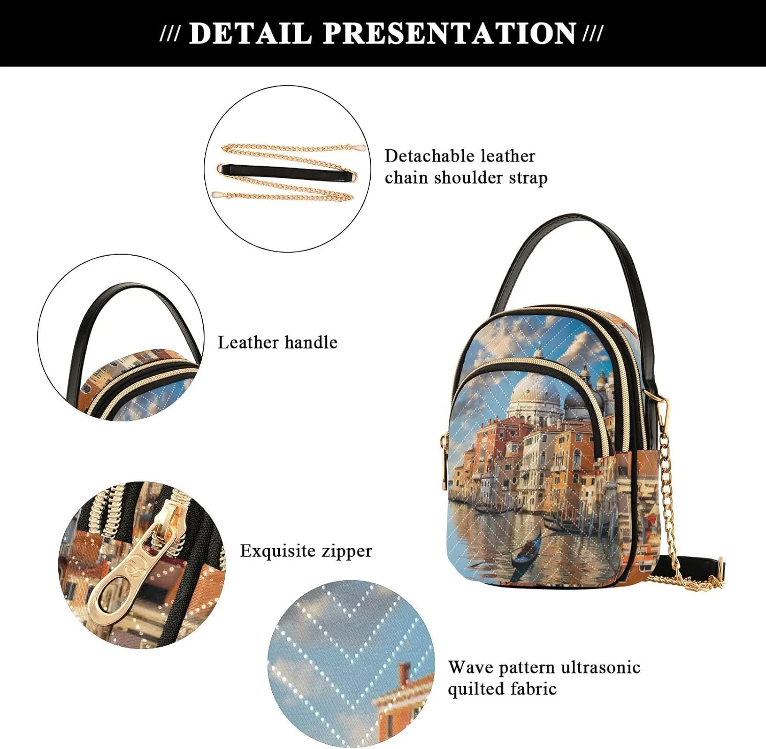 Houses on each Side of the Water Women's Crossbody Handbags, Fashion Crossbody Bag Phone Purses with Crossbody Strap