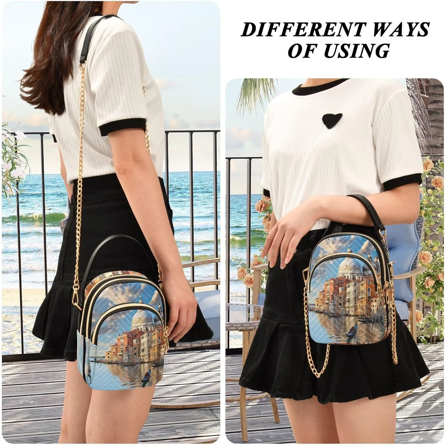 Houses on each Side of the Water Women's Crossbody Handbags, Fashion Crossbody Bag Phone Purses with Crossbody Strap