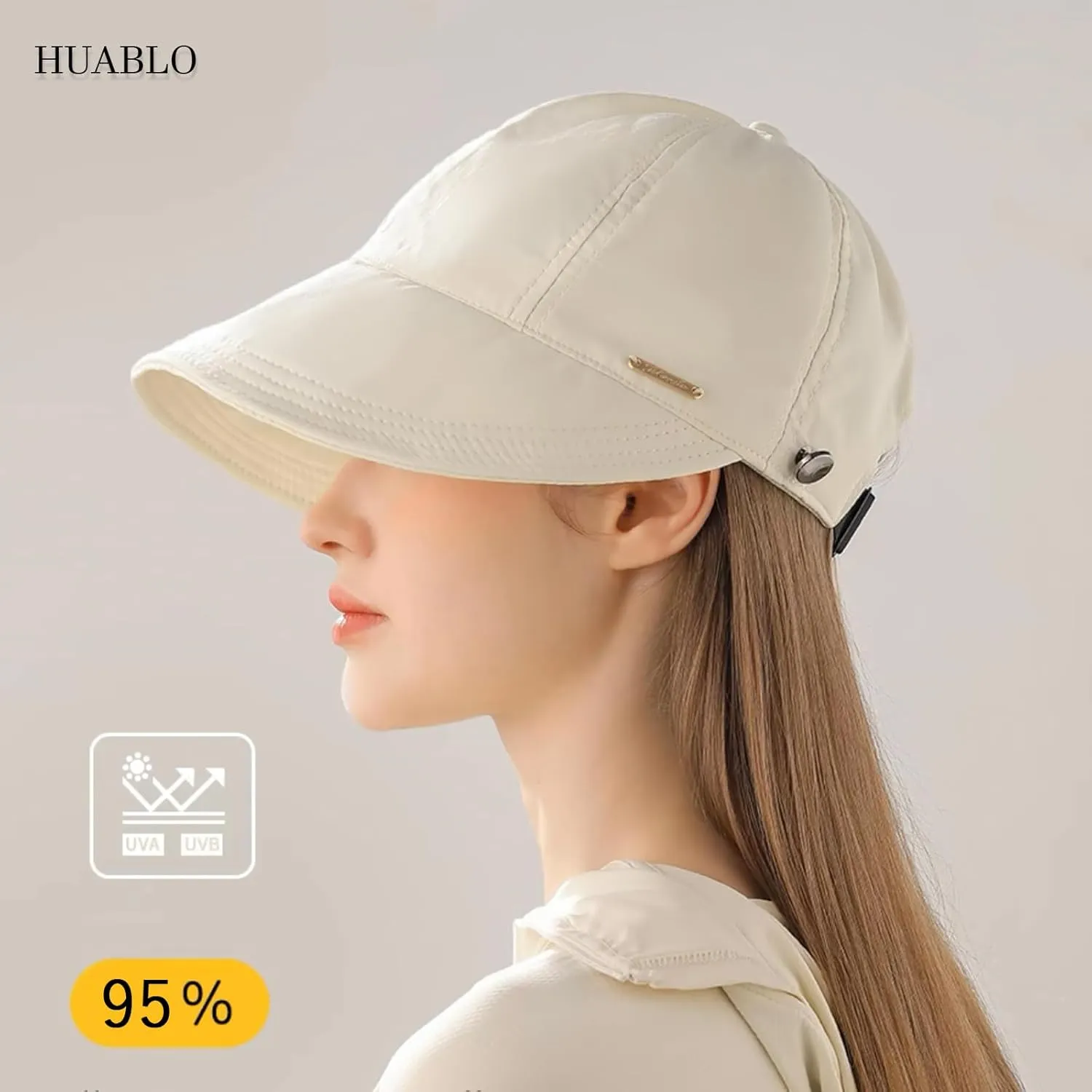 huablo]UPF 50 Womens Sun Hat UV Protection Hiking Fishing Hats Wide Brim Hat Adjustable Ponytail Packable Sun Cap