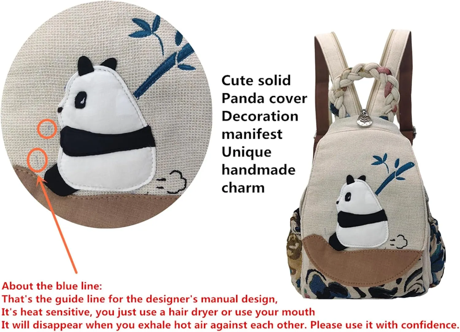HUANGGUOSHU Backpack Purse for Women - Boho Style Small Convertible Sling Bag with Woven and Mushroom Design - Perfect Mini Backpack for Fashionable Hippie Ladies Braided Flower
