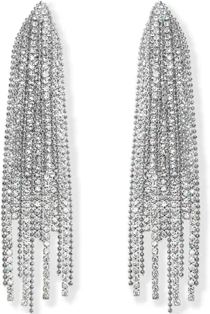 Humble Chic Simulated Diamond Long Earrings for Women - Cubic Zirconia Crystal Statement Dangle Earrings - Hypoallergenic and Safe for Sensitive Ears