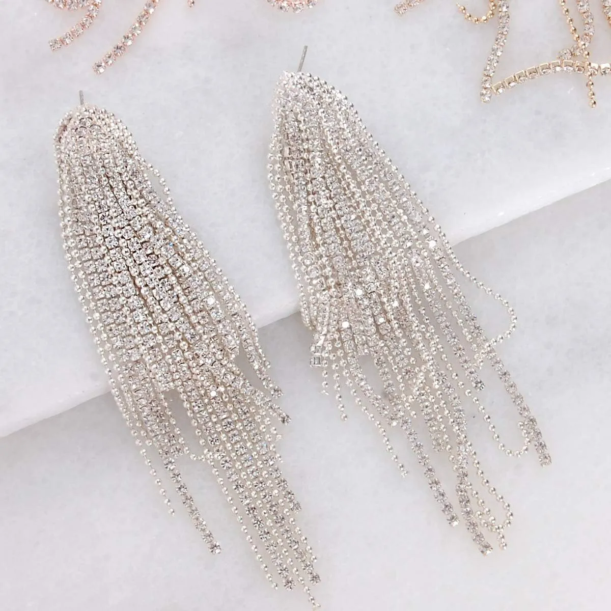 Humble Chic Simulated Diamond Long Earrings for Women - Cubic Zirconia Crystal Statement Dangle Earrings - Hypoallergenic and Safe for Sensitive Ears