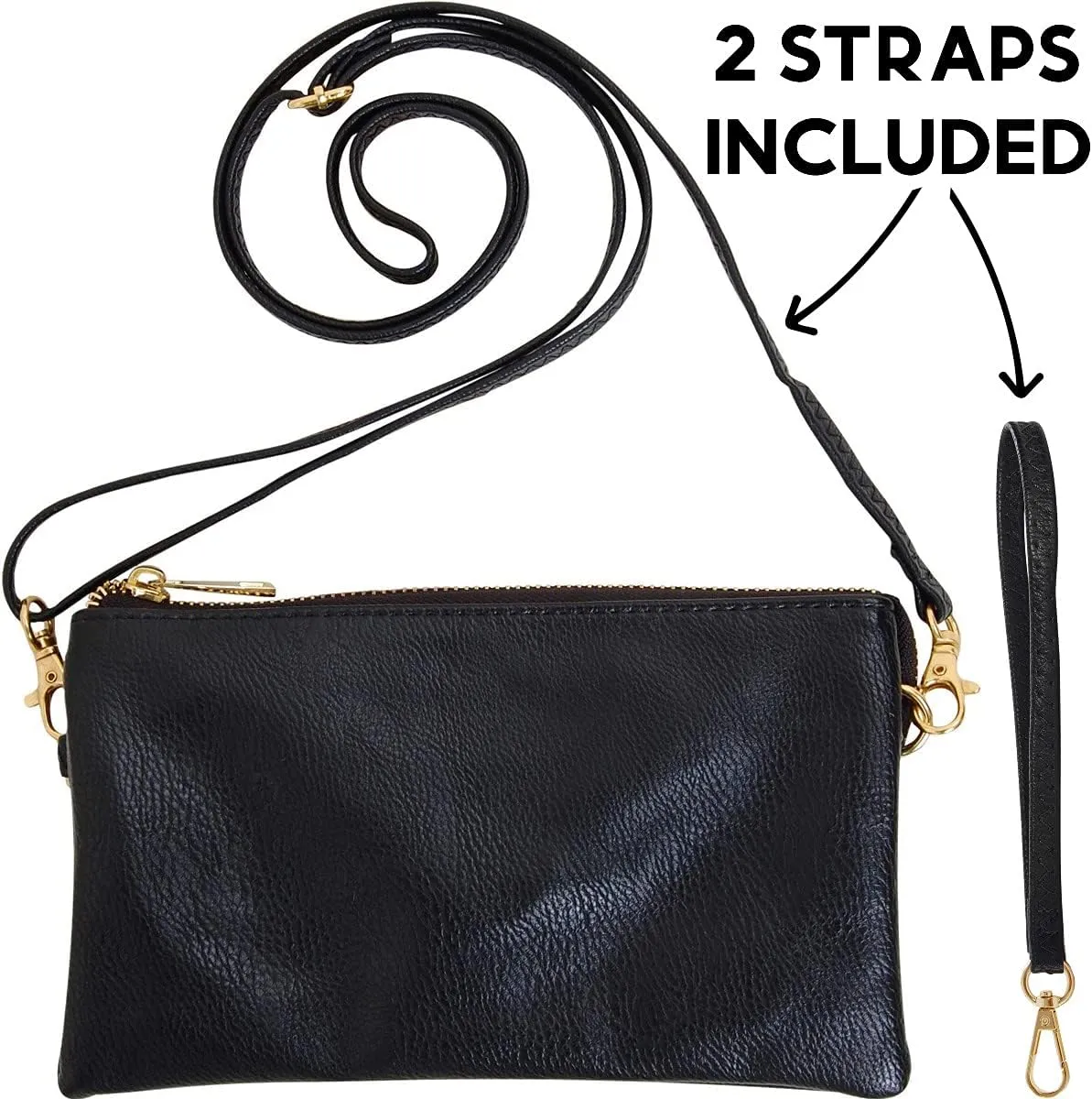 Humble Chic Vegan Leather Wristlet Purse for Women - Small Clutch Purse with Shoulder and Wrist Straps