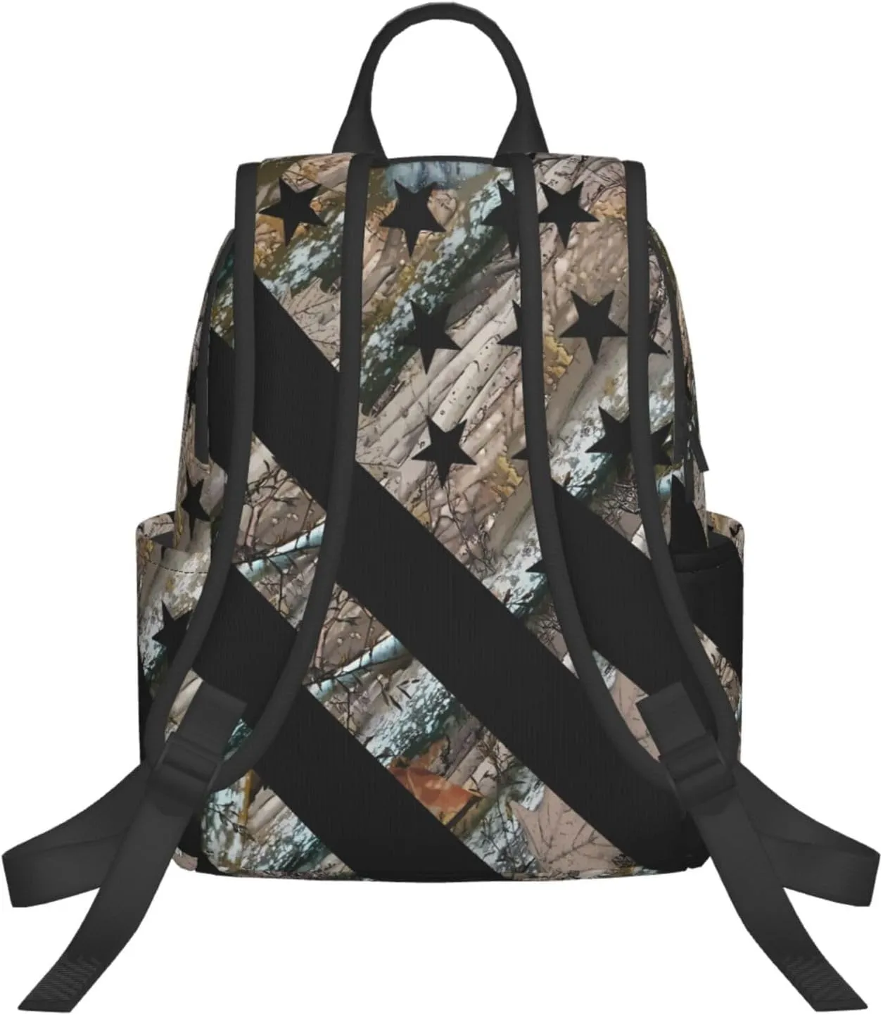 Hunting Camouflage American Flag Casual Backpacks Laptop Backpack Outdoor Travel Rucksack Sport Carry-On Daypack Lightweight Bag with Multi-Pockets