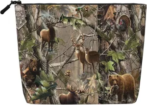 Hunting Deer Bear Elk Print Makeup Bag Waterproof Travel Cosmetic Tote Zippered Pouch For Women Toiletry Bag