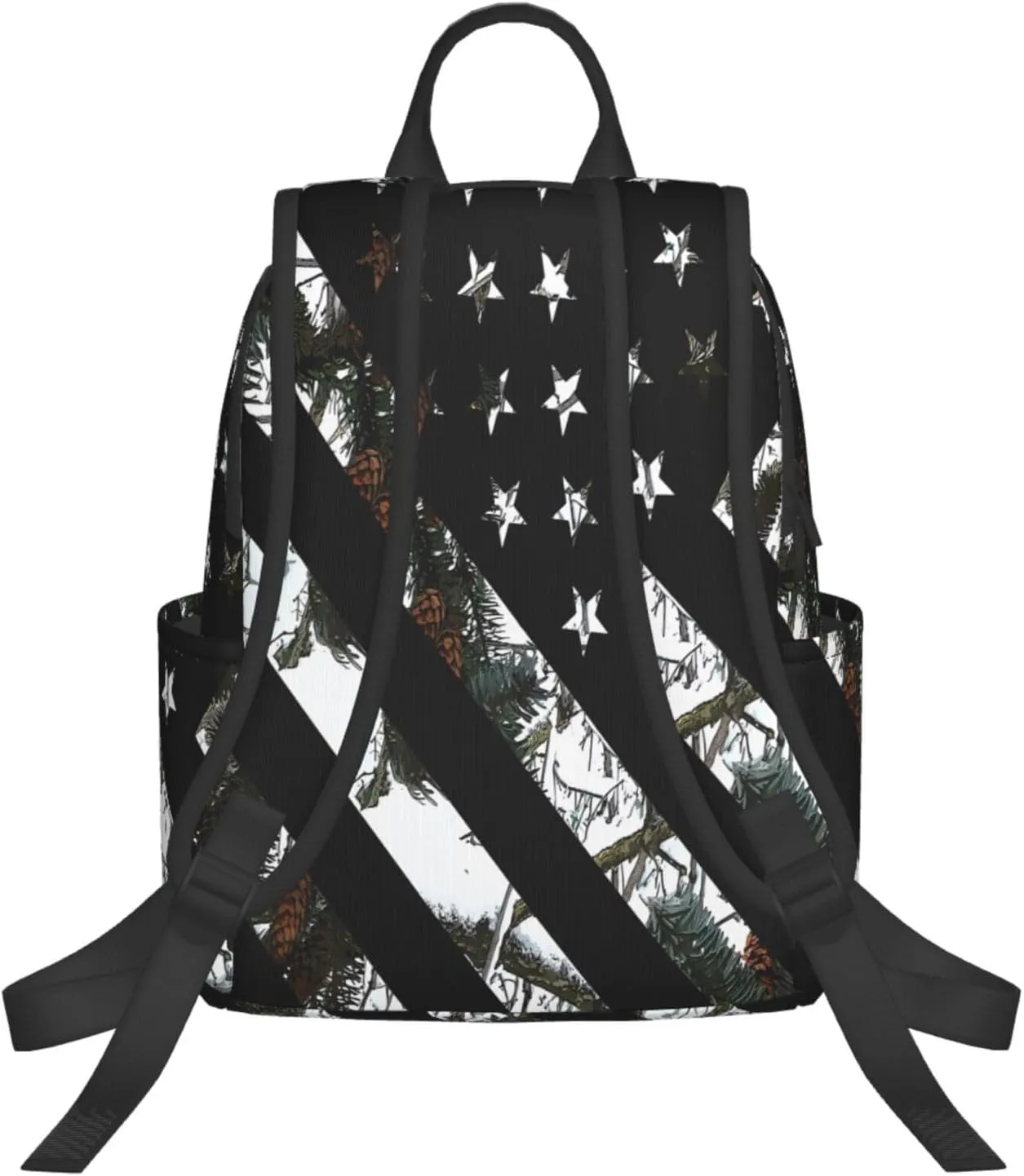 Hunting Snow Camouflage Flag Casual Backpacks Laptop Backpack Outdoor Travel Rucksack Sport Carry-On Daypack Lightweight Bag with Multi-Pockets