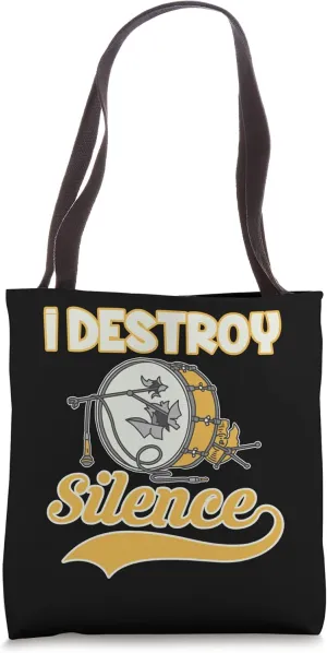 I Destroy Silence Retro Vintage Tote Bag