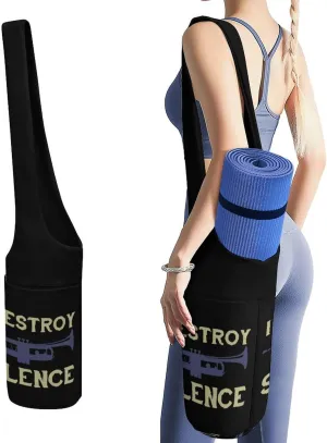I Destroy Silence Trumpet Lightweight Yoga Mat Bag with Pockets Portable Canvas Carrying Shoulder Bags for Women Men
