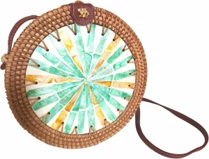 i-lan Handmade Rattan Crossbody Bag for Women - Handmade Ata Wicker Woven Purse - Circle, Square, Oval Brown Straw Boho Bags