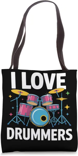 I Love Drummers Colorful Drum Kit Vibes Tote Bag