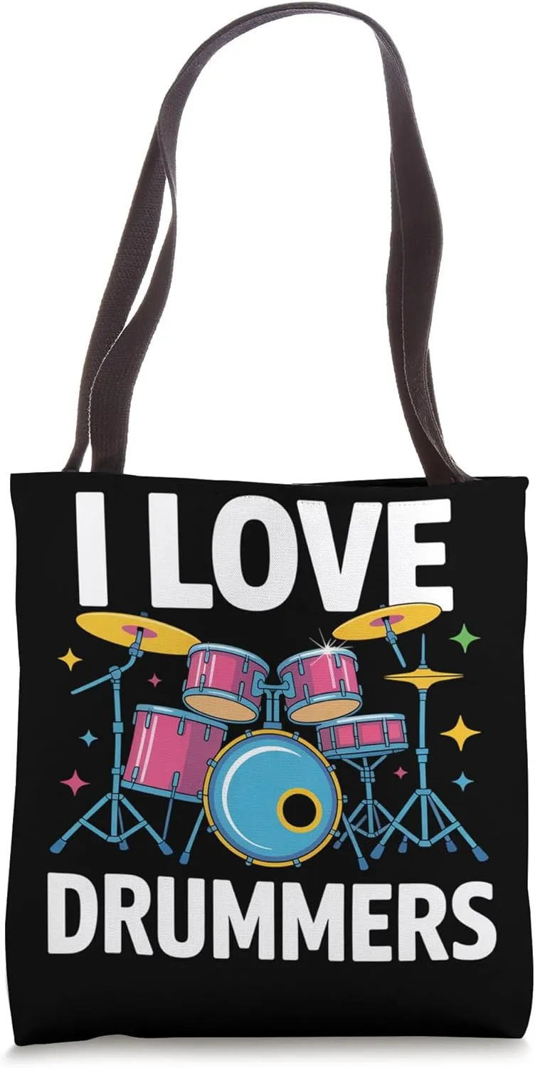 I Love Drummers Colorful Drum Kit Vibes Tote Bag
