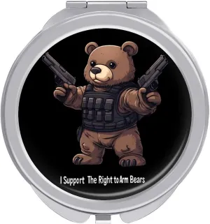 I Support The Right to Arm Bears Compact Makeup Mirror Mini Foldable Cosmetic Mirror Portable Travel Mirror for Purse Pocket