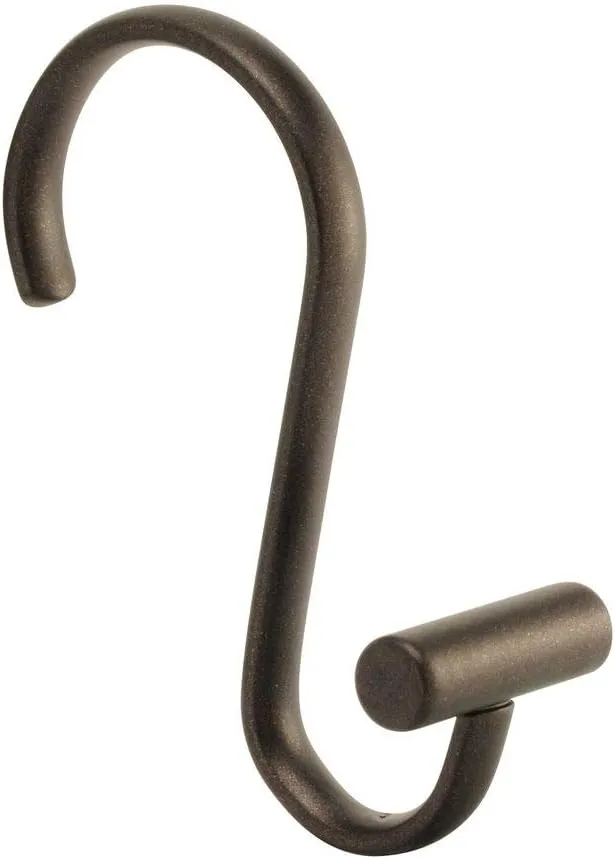 iDesign Metal T-Bar Shower Curtain Hooks Rust Resistant Rings for Kid's Bathroom, Guest Bathroom, Master Bathroom, 1" x 1.75" x 2.75", Set of 12, Bronze