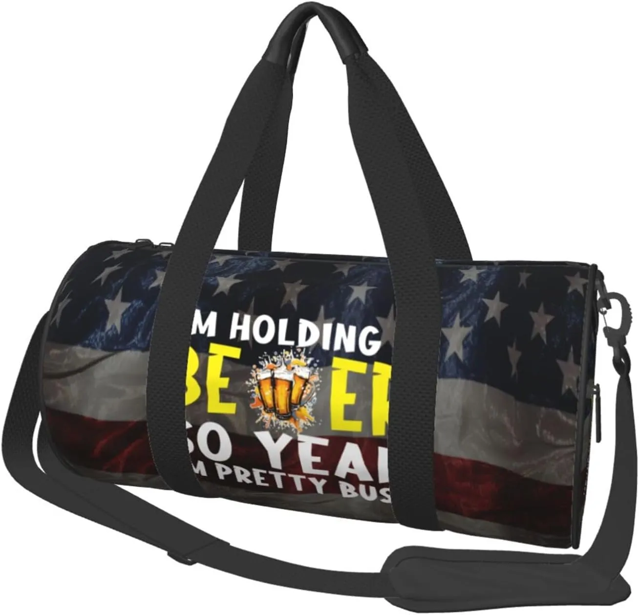 I'M Holding A Beer So Yeah I'M Pretty Busy Duffel Bag Gym Bag Travel Sports Tote Large Foldable Beach Swim Yoga5