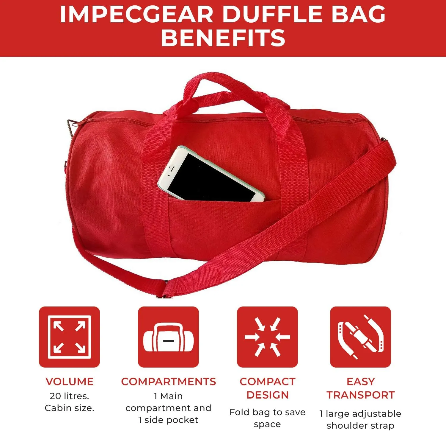 ImpecGear Round Duffel Team Sports Equipment Bags, Travel Gym Fitness Bag.