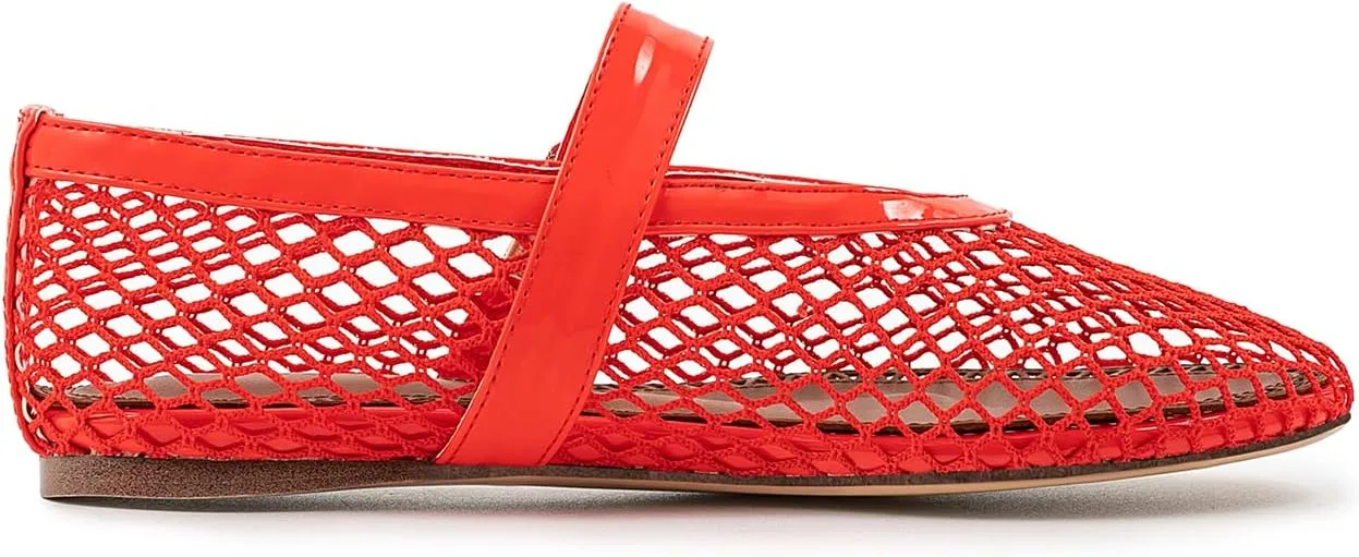 IMPREMEY Mesh Ballet Flats for Women Buckle Strap Round Toe Wide Width Mesh Flats Casual Ballerina Shoes