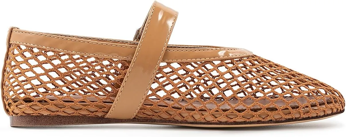 IMPREMEY Mesh Ballet Flats for Women Buckle Strap Round Toe Wide Width Mesh Flats Casual Ballerina Shoes