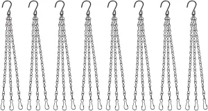 INCREWAY 8-Pack 10-Inch Hanging Chains with Hooks, Total 13.6-Inch 3 Point Replacement Chain Garden Plant Flower Pot Basket Hanging - Black