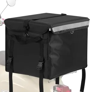 Insulated Food Delivery Bag for Bike 19.7 x 15 x 15, Pizza Delivery Box 62l with Rear Rack Commercial Waterproof Foldable, Fit 14'' Pizza Box