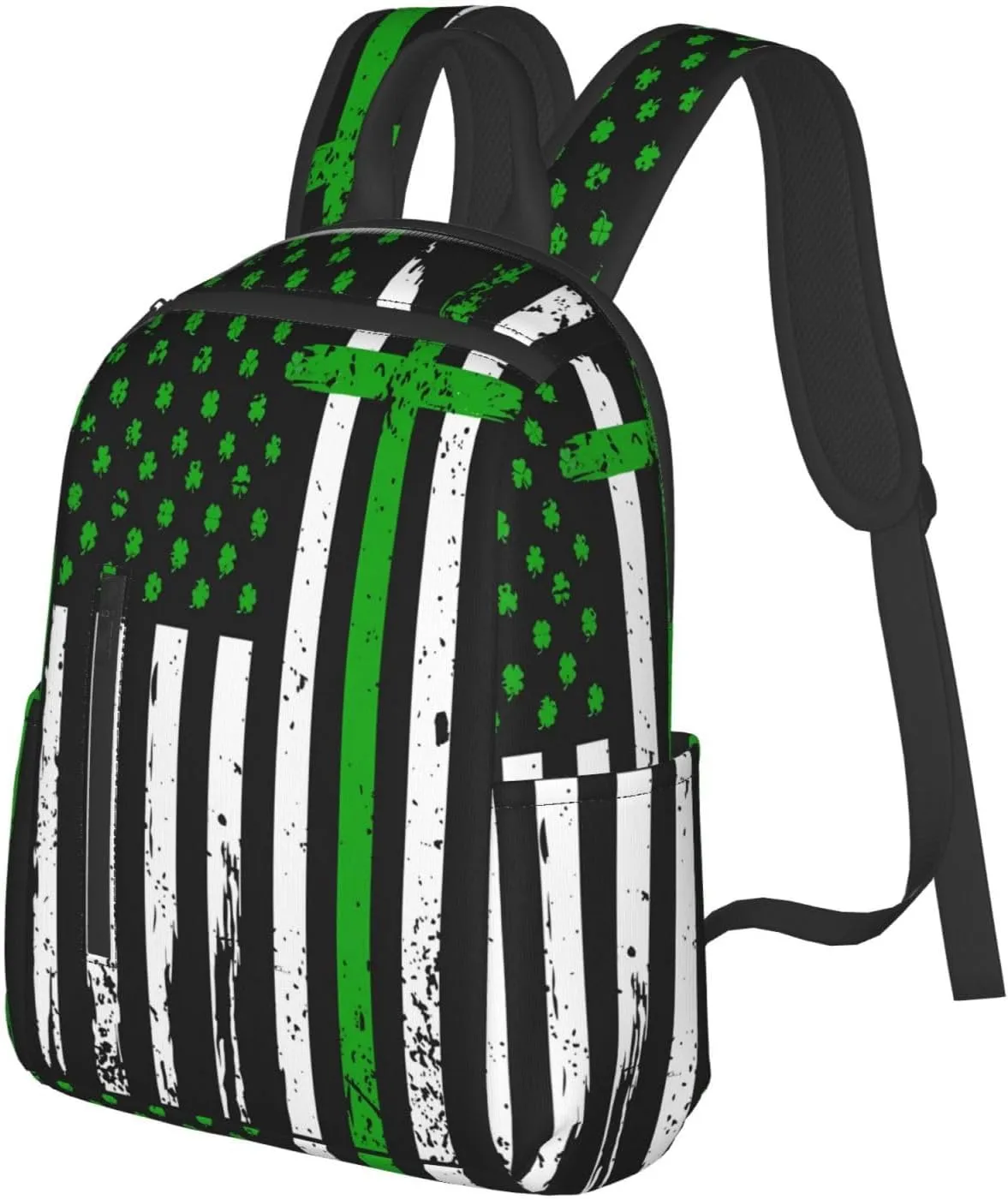 Irish American Flag Ireland Flag St Patrick's Day Casual Backpacks Laptop Backpack Outdoor Travel Rucksack Sport Carry-On Daypack Lightweight Bag with Multi-Pockets