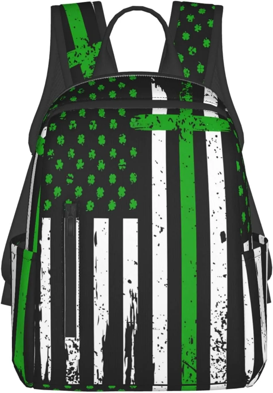 Irish American Flag Ireland Flag St Patrick's Day Casual Backpacks Laptop Backpack Outdoor Travel Rucksack Sport Carry-On Daypack Lightweight Bag with Multi-Pockets