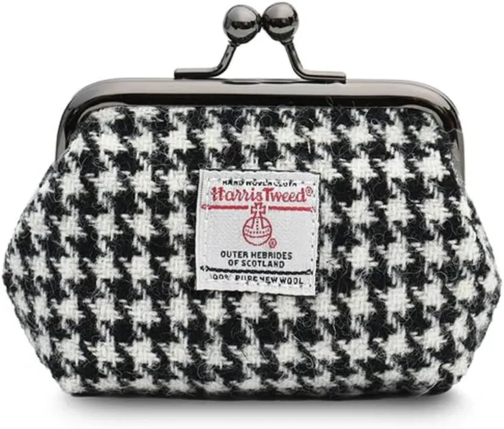 Islander The Coin Purse Made of Harris Tweed (Black and White Dogtooth)