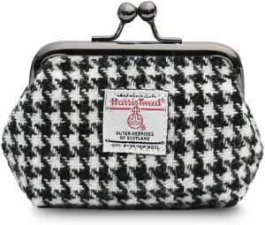 Islander The Coin Purse Made of Harris Tweed (Black and White Dogtooth)