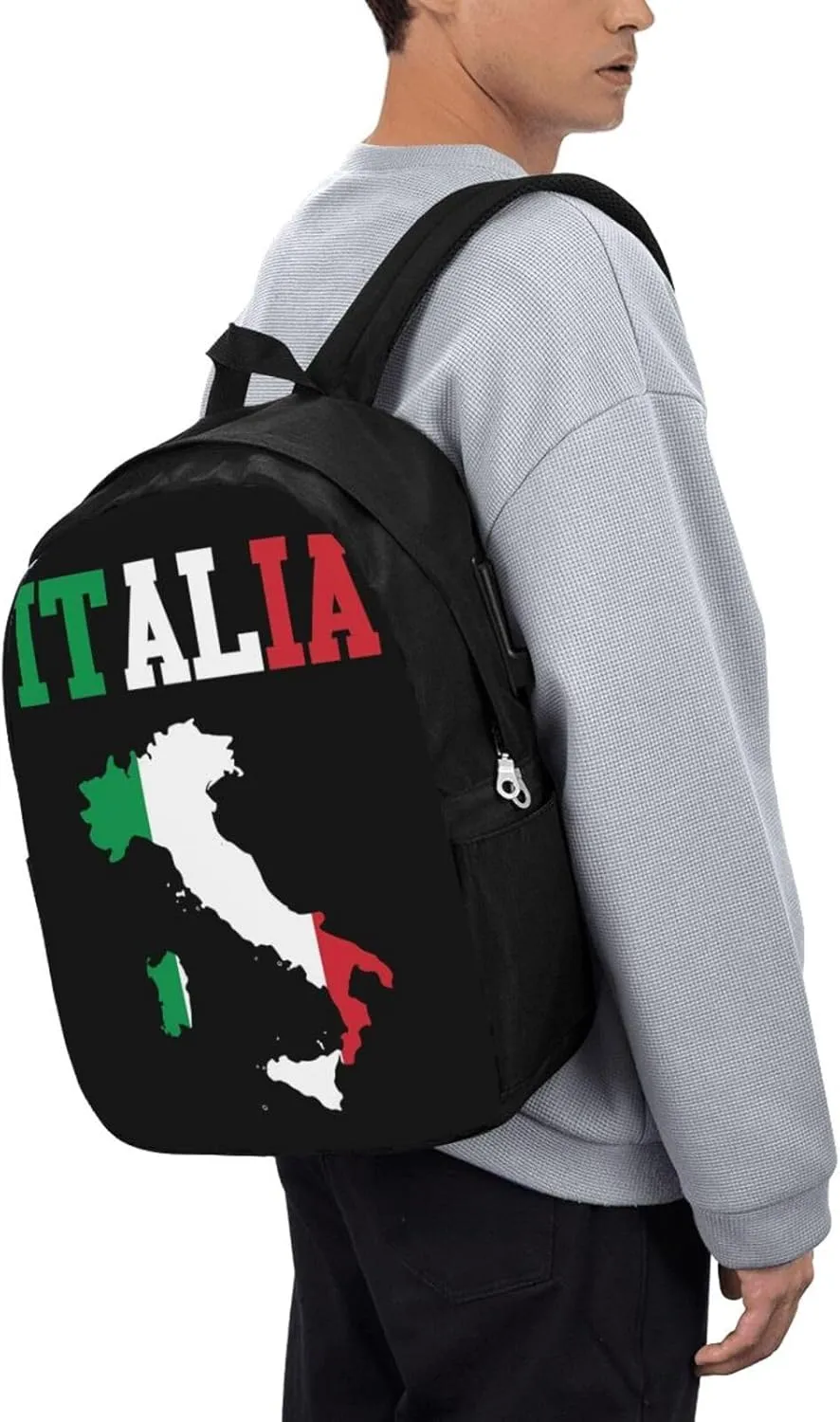 Italia Flag Italy Italian Italiano Laptop Backpacks Travel Backpack Casual Business Daypack Sport Rucksack Computer Bag Fits up to 17 Inch Notebook with USB Port