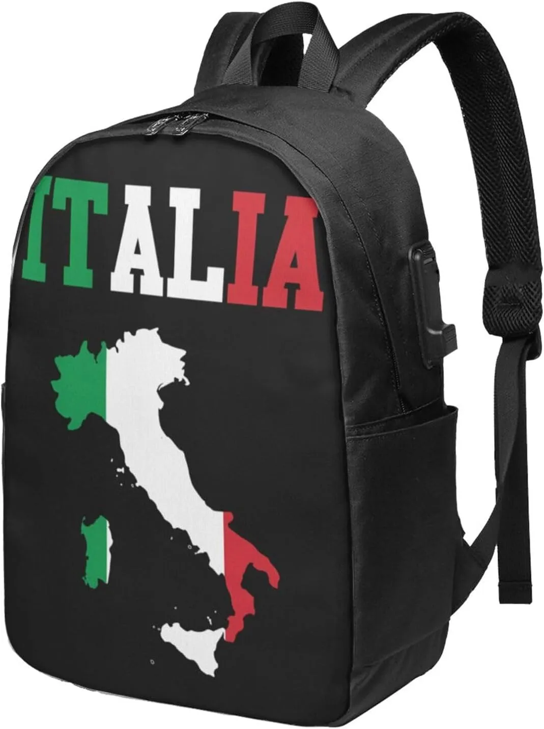 Italia Flag Italy Italian Italiano Laptop Backpacks Travel Backpack Casual Business Daypack Sport Rucksack Computer Bag Fits up to 17 Inch Notebook with USB Port