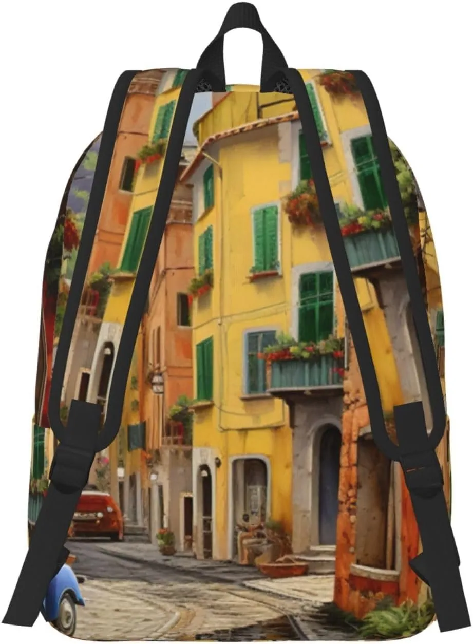 Italian Street Canvas Casual Lightweight Duffel Bag, Fashion Duffel Bag, Unisex Travel Backpack