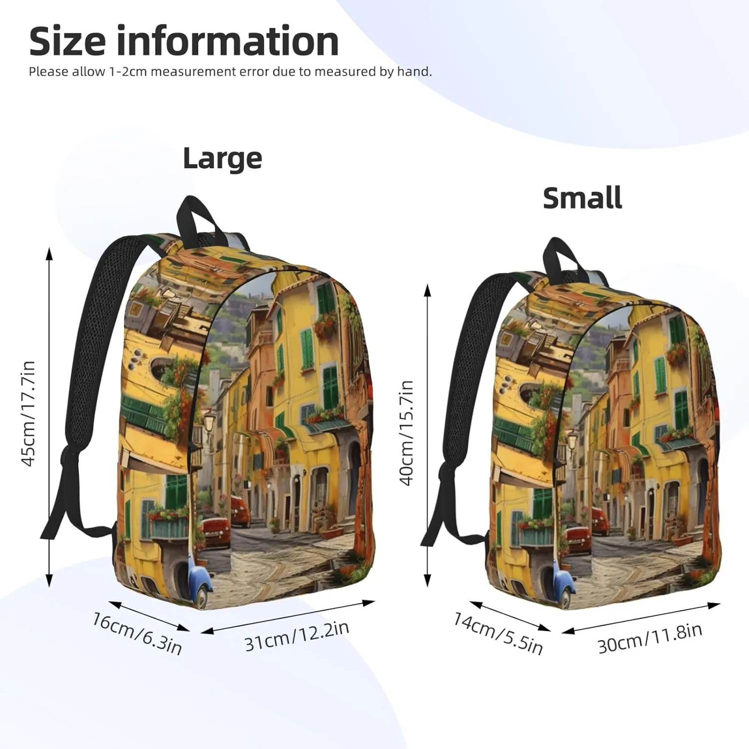 Italian Street Canvas Casual Lightweight Duffel Bag, Fashion Duffel Bag, Unisex Travel Backpack