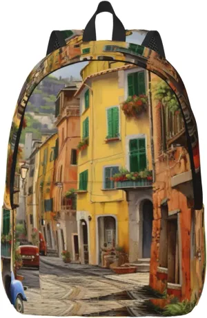 Italian Street Canvas Casual Lightweight Duffel Bag, Fashion Duffel Bag, Unisex Travel Backpack
