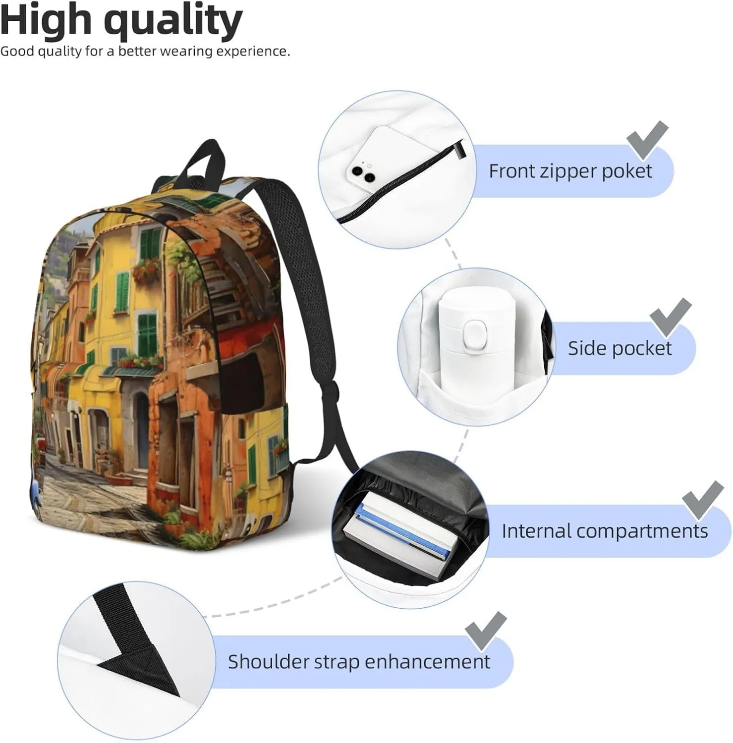 Italian Street Canvas Casual Lightweight Duffel Bag, Fashion Duffel Bag, Unisex Travel Backpack