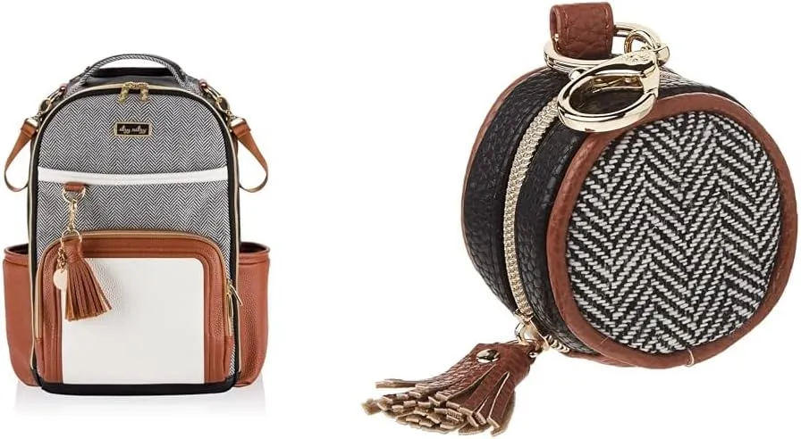 Itzy Ritzy Backpack  Pacifier Case with Clip, Coffee & Cream Boss Plus