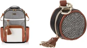Itzy Ritzy Backpack  Pacifier Case with Clip, Coffee & Cream Boss Plus