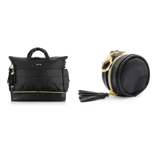 Itzy Ritzy Dream Weekender Travel Bag - Lightweight Overnight & Hospital Bag Features & Pacifier Case with Clip - Pacifier Charm Pod Includes Clasp to Easily Attach to a Diaper Bag