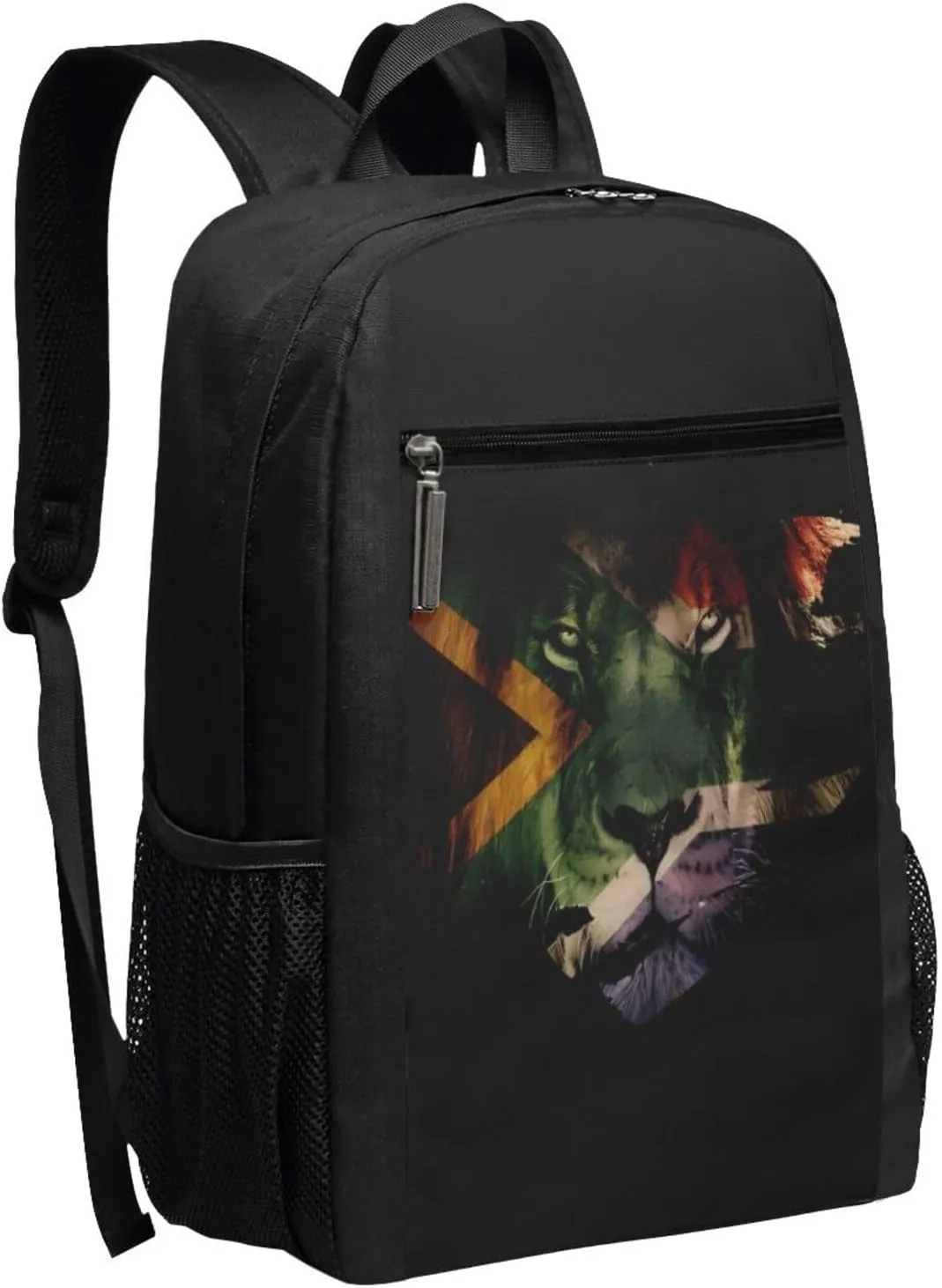 Jamaican Flag Lion Head Casual Backpacks Sports Backpack Large Capacity Travel Rucksack Laptop Daypack with Multi-Pockets Adjustable Strap Work Bag for Hiking