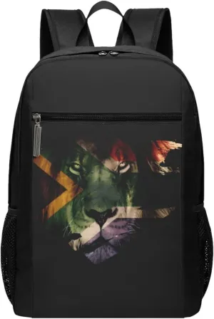 Jamaican Flag Lion Head Casual Backpacks Sports Backpack Large Capacity Travel Rucksack Laptop Daypack with Multi-Pockets Adjustable Strap Work Bag for Hiking