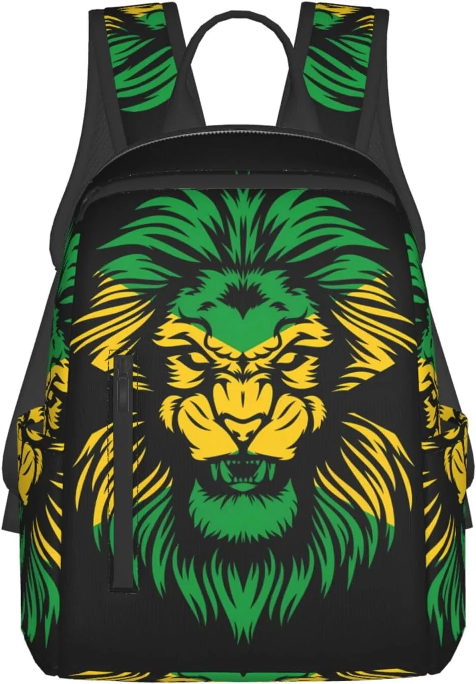 Jamaican Flag Rasta Lion Head Travel Backpacks Casual Laptop Backpack Sport Rucksack Large Capacity Daypack Multi-Pockets Adjustable Strap Bag for Working Hiking