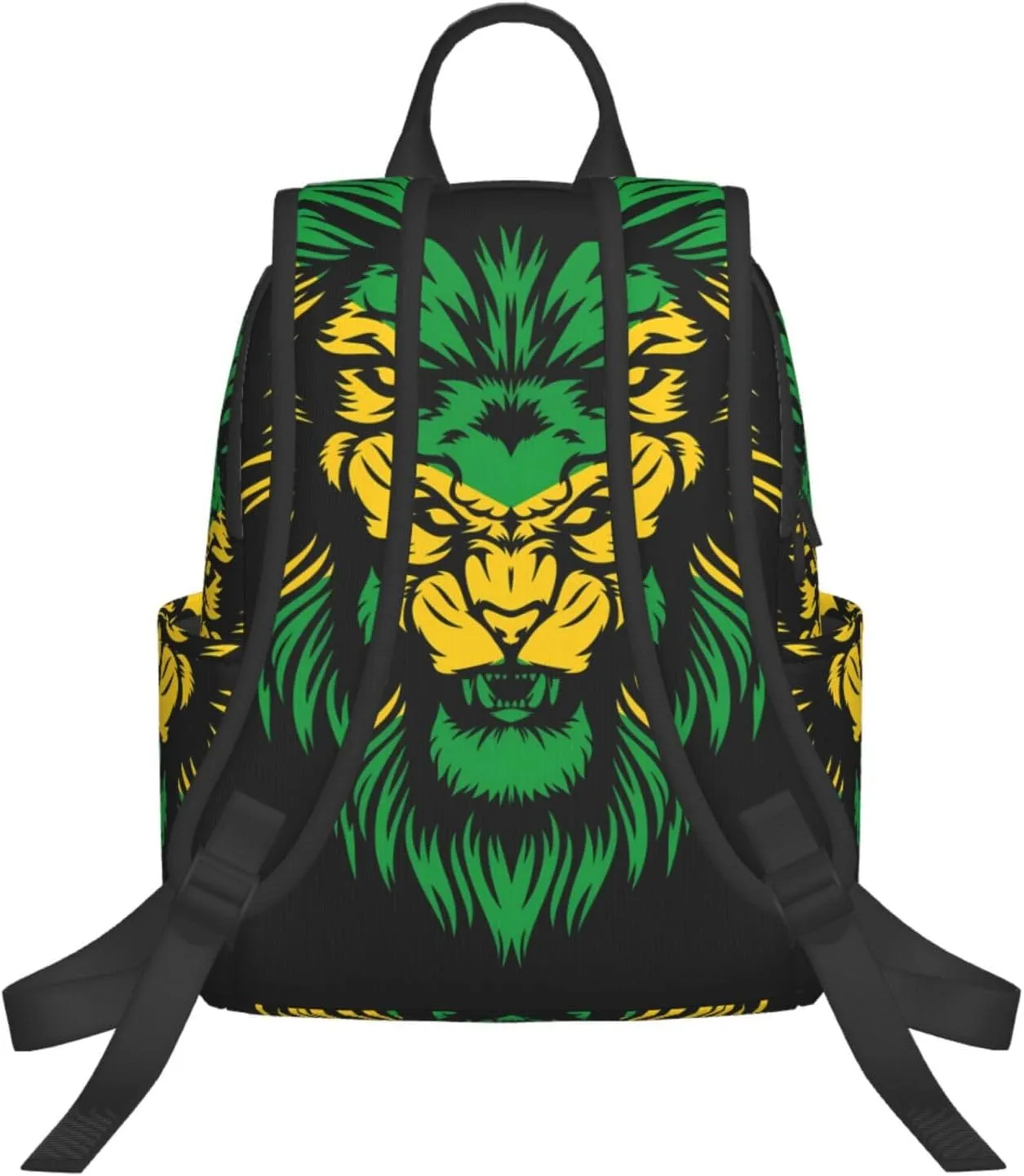 Jamaican Flag Rasta Lion Head Travel Backpacks Casual Laptop Backpack Sport Rucksack Large Capacity Daypack Multi-Pockets Adjustable Strap Bag for Working Hiking
