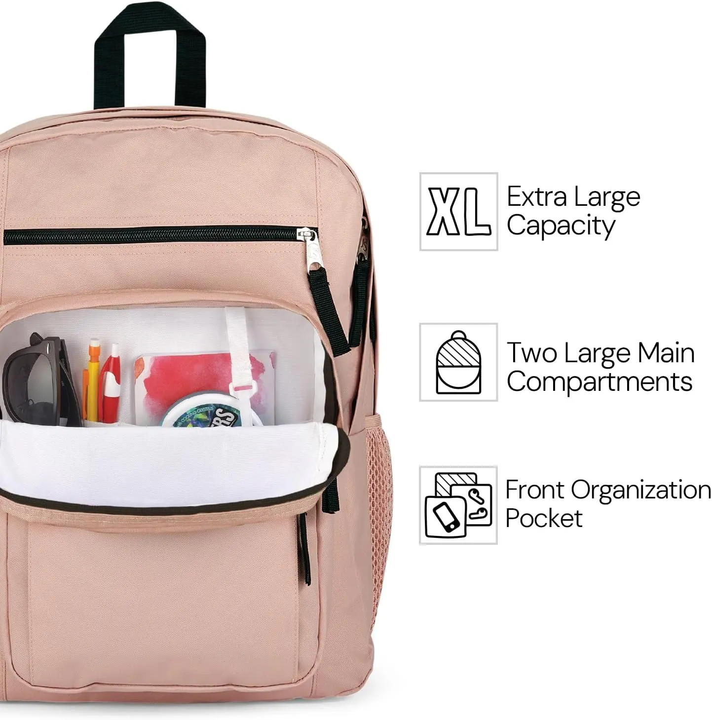 JanSport Laptop Backpack - Computer Bag with 2 Compartments, Ergonomic Shoulder Straps, 15” Laptop Sleeve, Haul Handle - Black