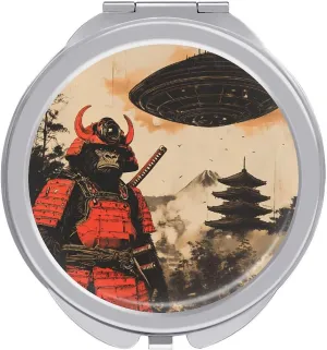 Japanese Chimpanzee Samurais Monkey Compact Makeup Mirror Mini Foldable Cosmetic Mirror Portable Travel Mirror for Purse Pocket