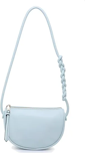JEN & CO. Annaka Half-Moon Shape Crossbody Bag Vegan Leather Purses Shoulder Handbag for Women with Braided Strap