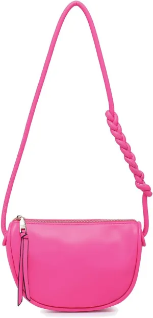 JEN & CO. Annaka Half-Moon Shape Crossbody Bag Vegan Leather Purses Shoulder Handbag for Women with Braided Strap
