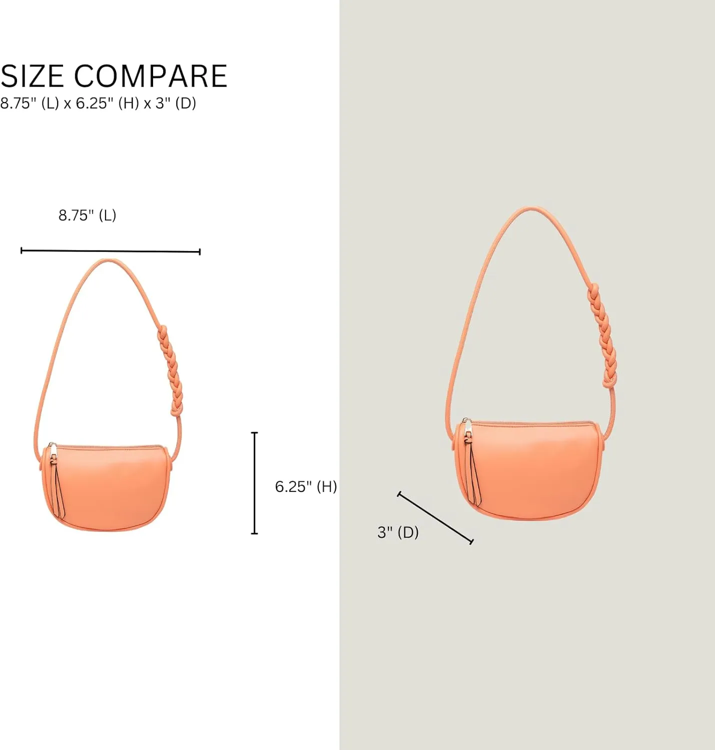 JEN & CO. Annaka Half-Moon Shape Crossbody Bag Vegan Leather Purses Shoulder Handbag for Women with Braided Strap